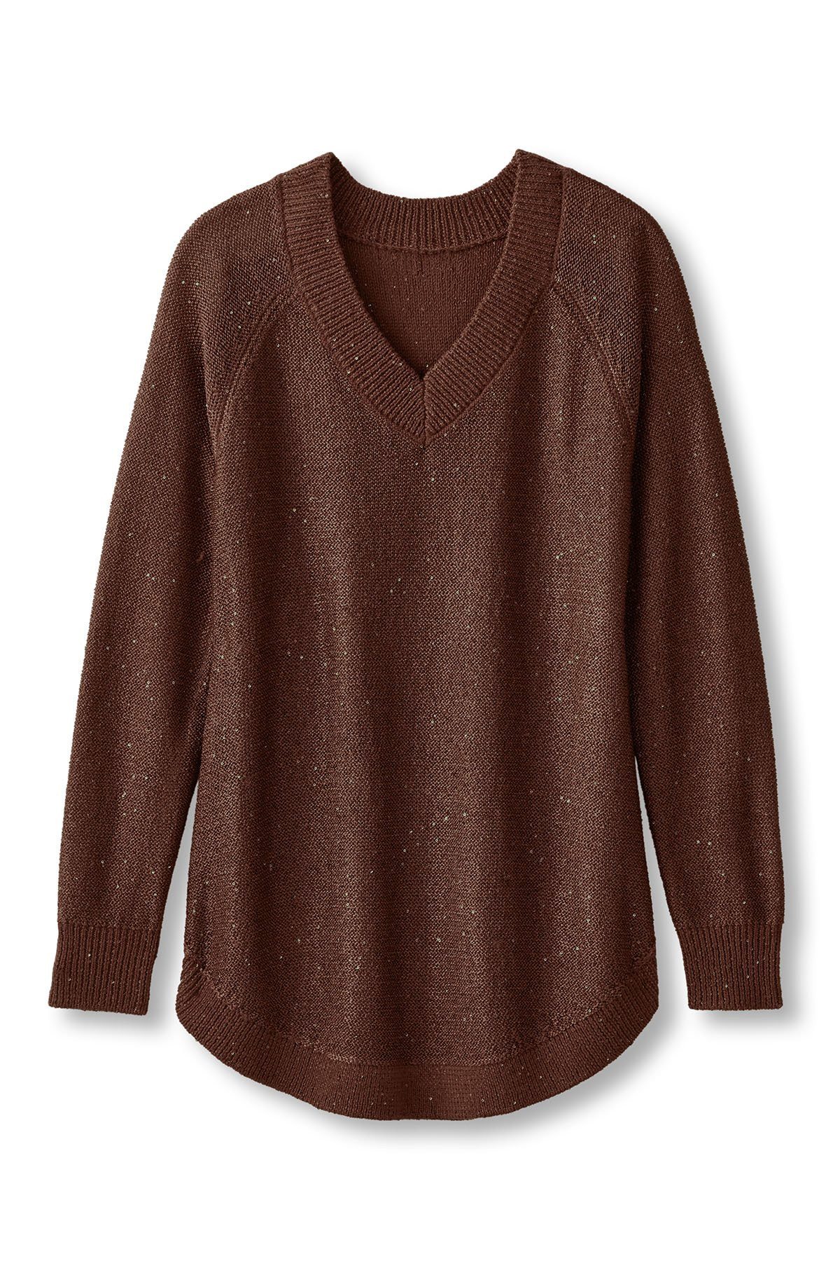 Sequin Shimmer V Neck Tunic Sweater - thumbnail 2