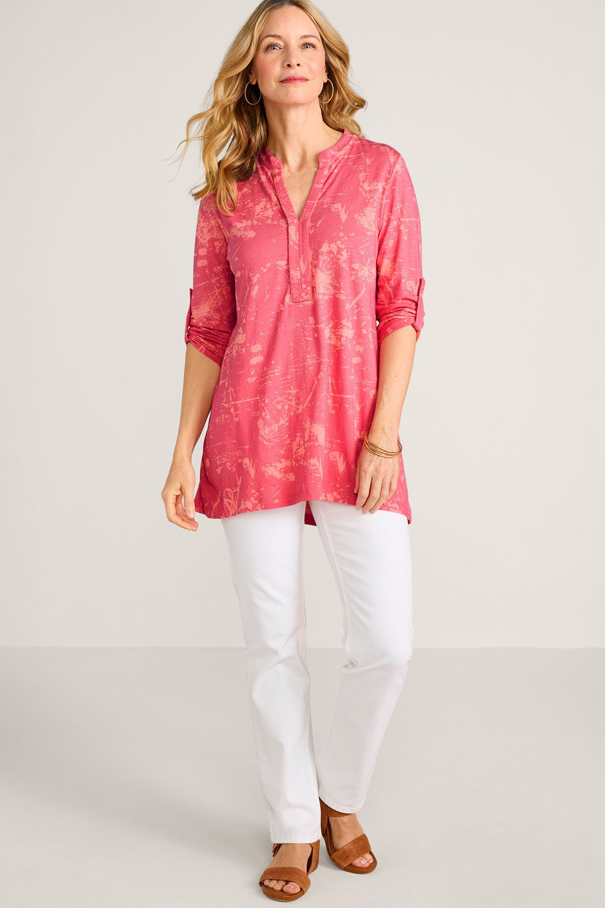 Slub Cotton Jersey 3/4 Slv Tunic - thumbnail 3