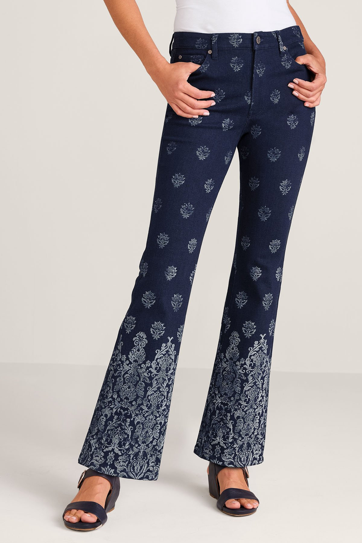 Scroll Print Bootcut Jeans - thumbnail 3