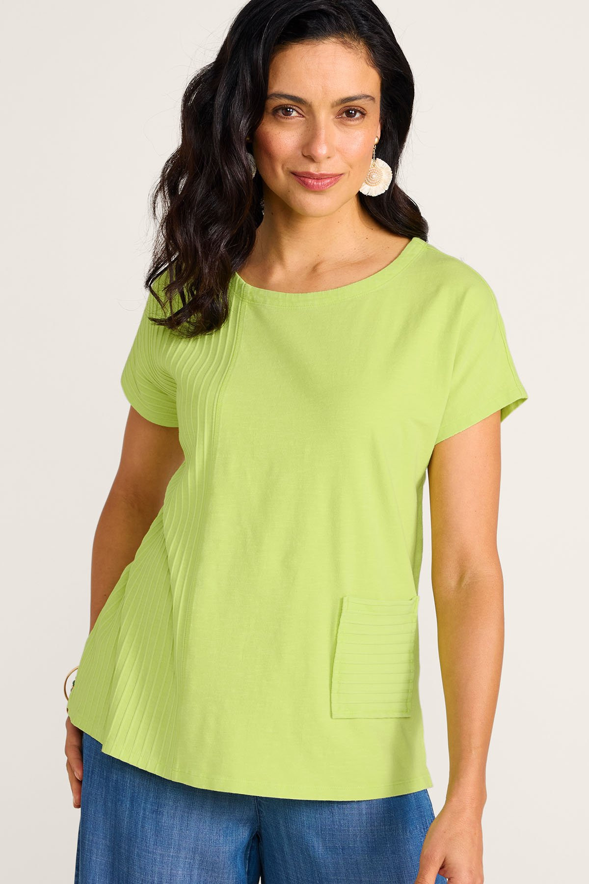 Garment Washed Rib Knit SS Pocket Tee