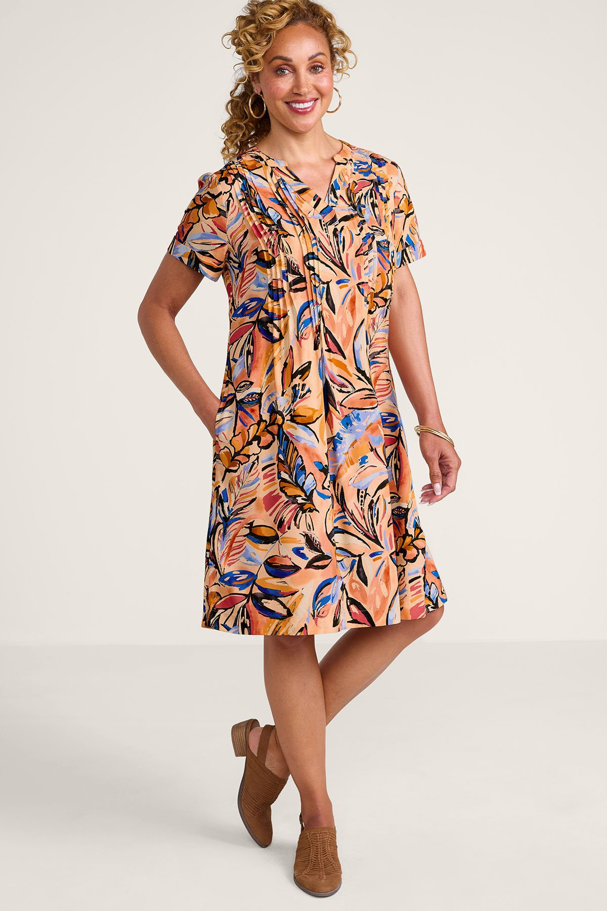 Painted Vines Challis SS Short Dress