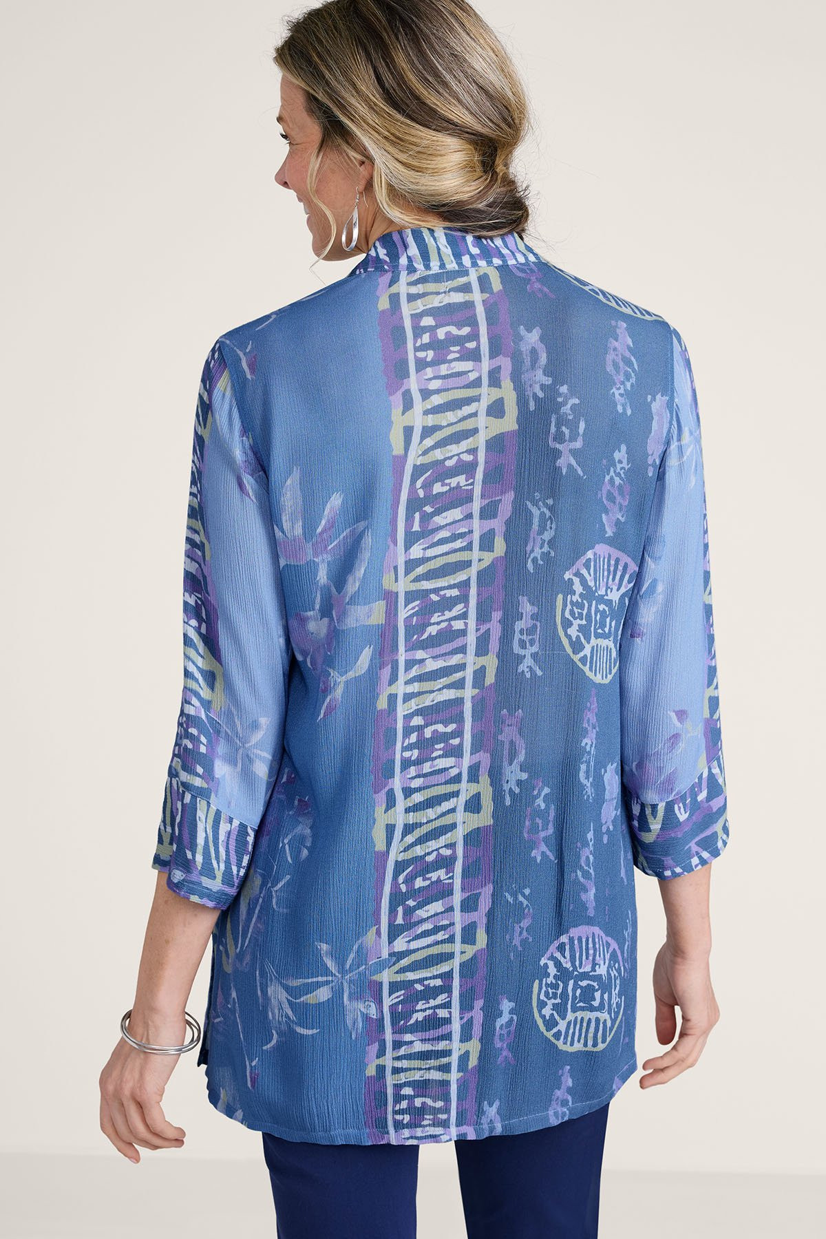 Batik Gauze Btn Front ¾ Slv Tunic - thumbnail 3