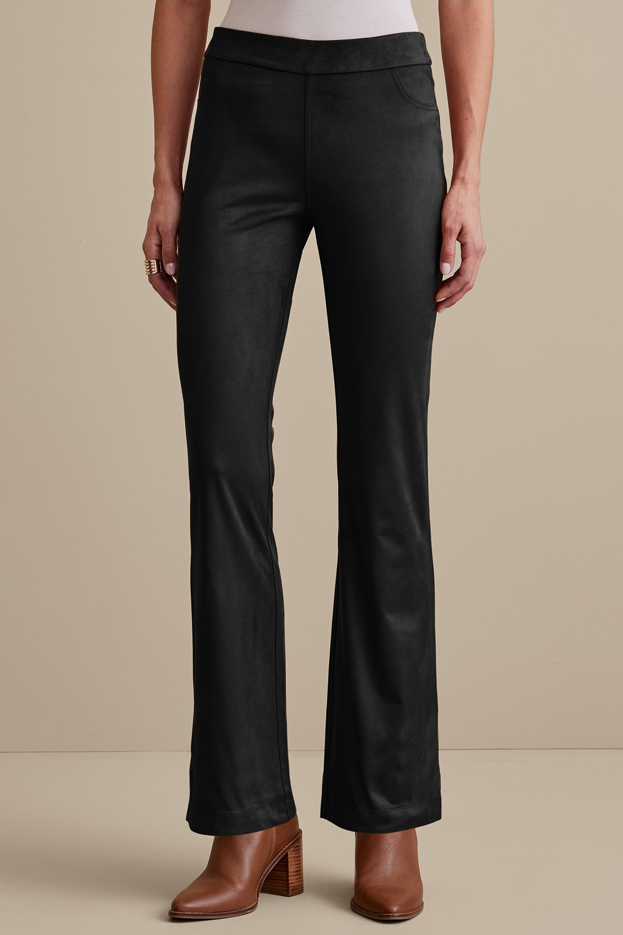Faux Suede Bootcut Pants - thumbnail 3