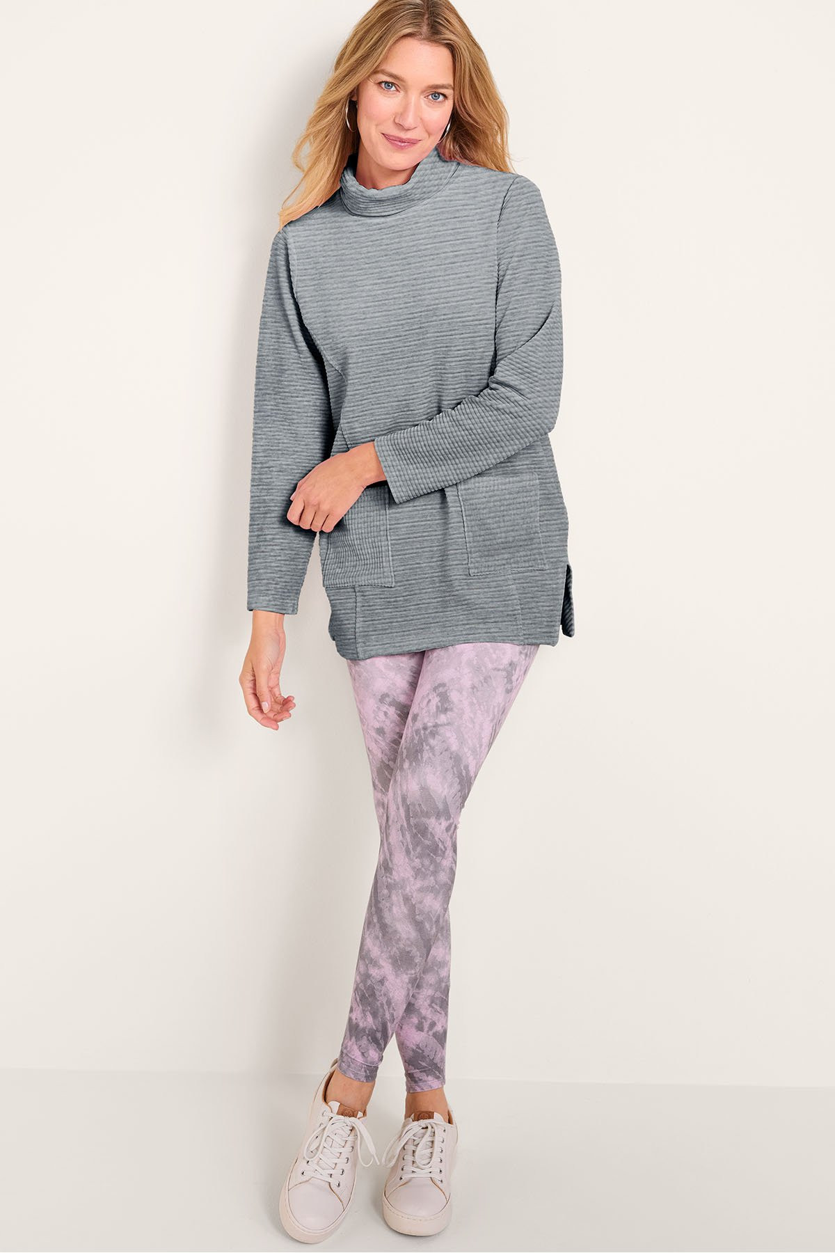 Soft Spoken Ribbed Velour Cowl Tunic - thumbnail 3