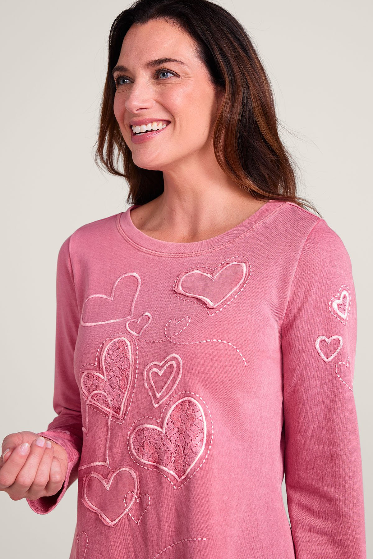 Lace Hearts LS French Terry Tunic - thumbnail 4