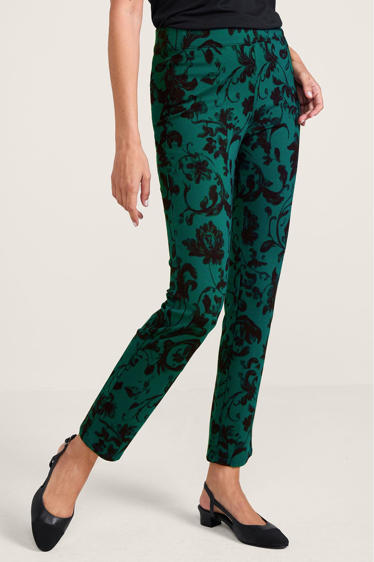 AnyWear Ponte Damask Pull On Slim Pants