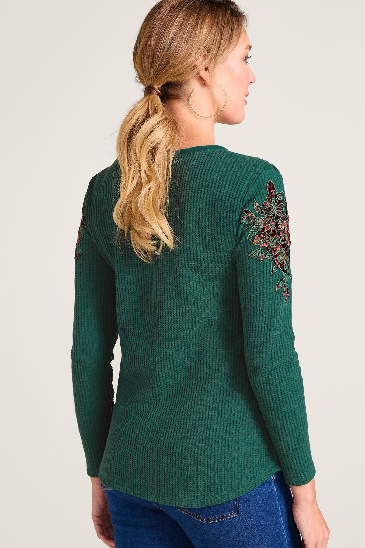 Velvet Vine Waffle Knit Henley - thumbnail 4