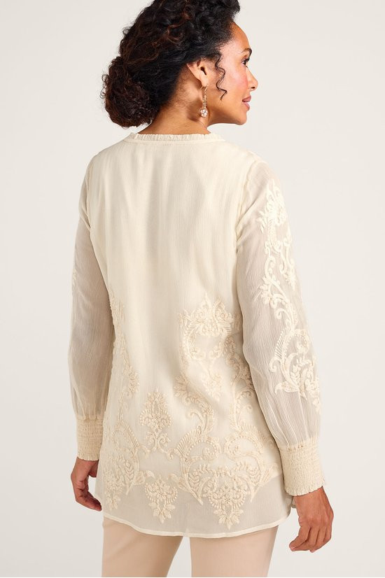 Delphine Embroidered Chiffon Tunic - thumbnail 4