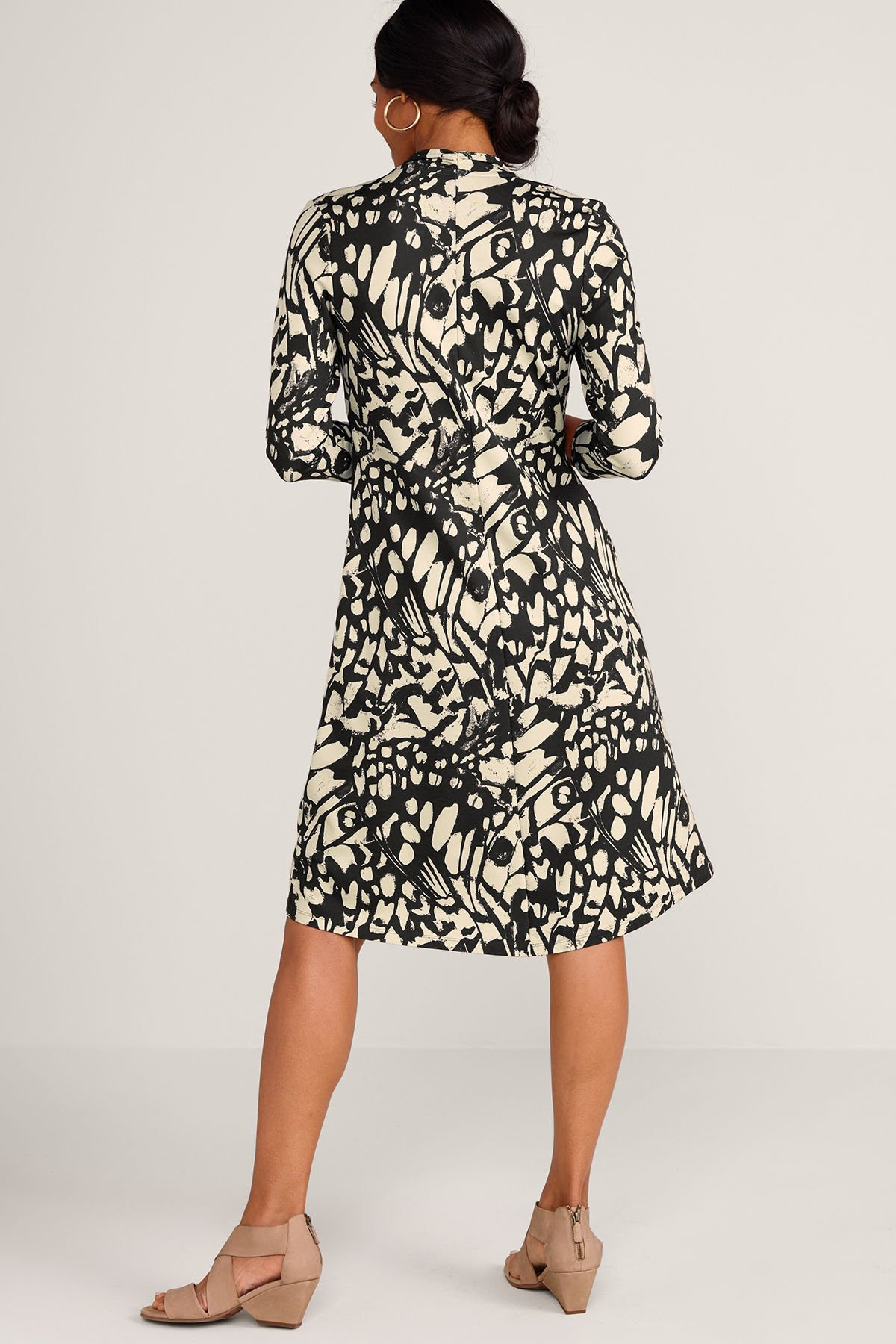 Twist Front Knit 3/4 Slv Short Dress - thumbnail 3