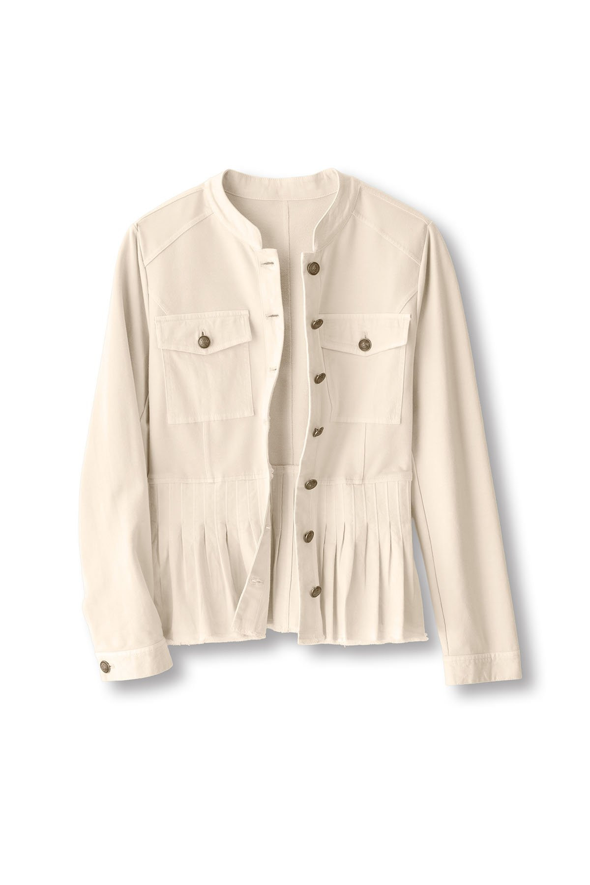 Mixed Media Btn Front Peplum Jacket - thumbnail 2