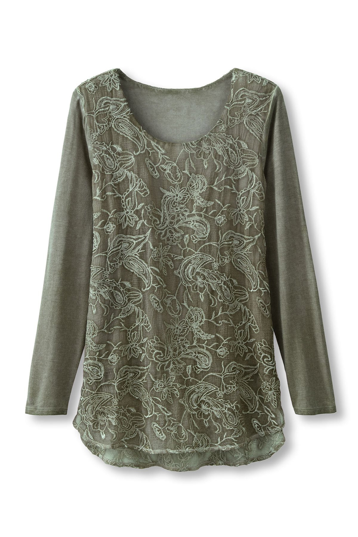 Fleurveil Chiffon And Knit LS Tunic - thumbnail 2