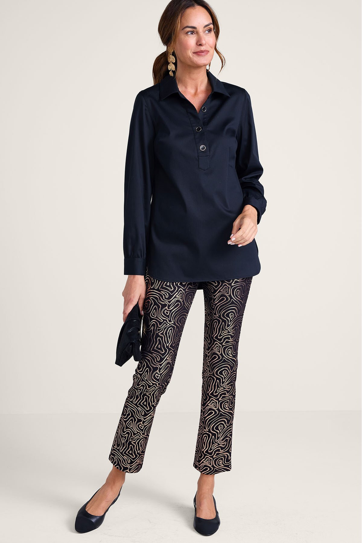 AnyWear Ponte Squiggle Pull On Slim Pants