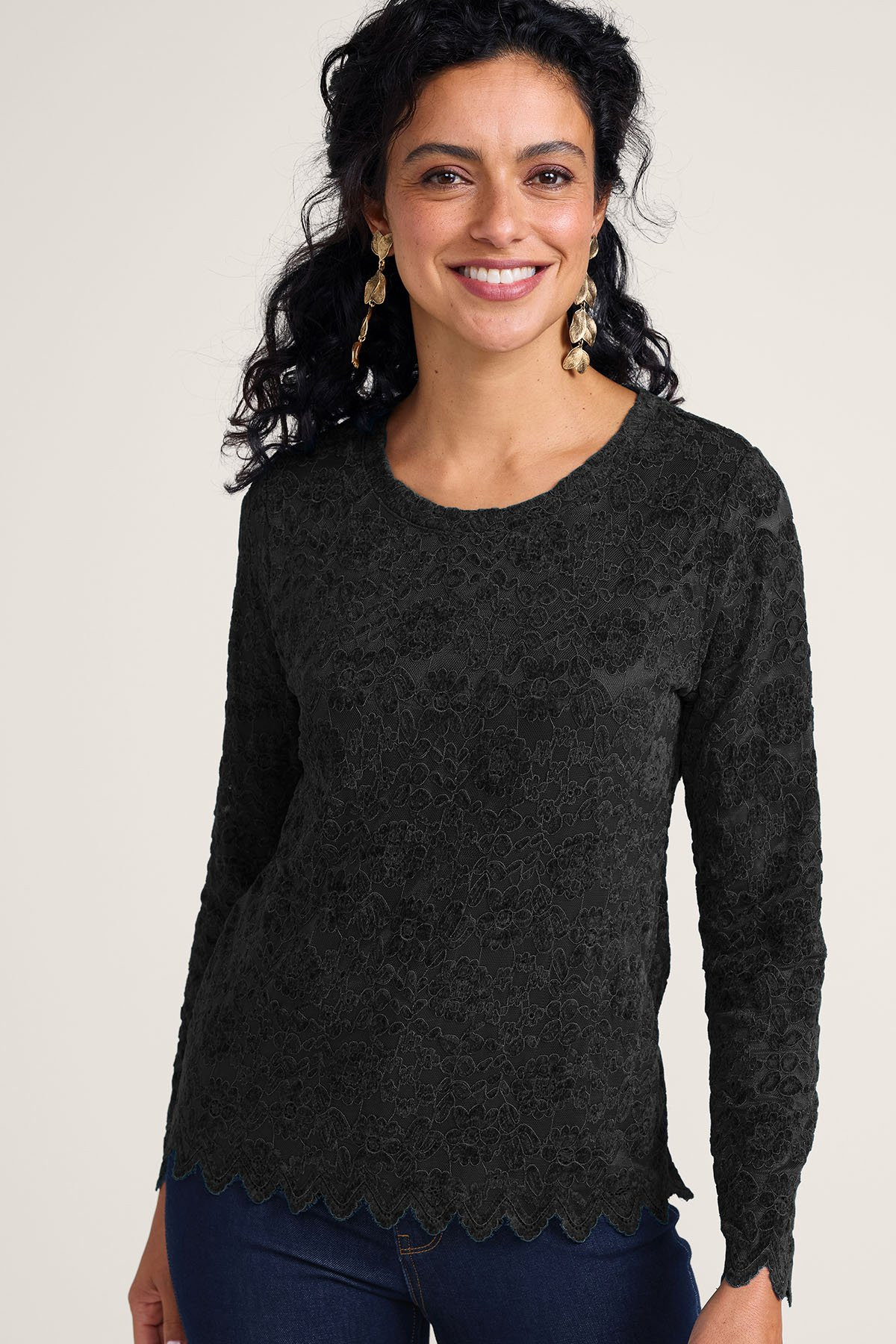 Stretch Lace LS Top