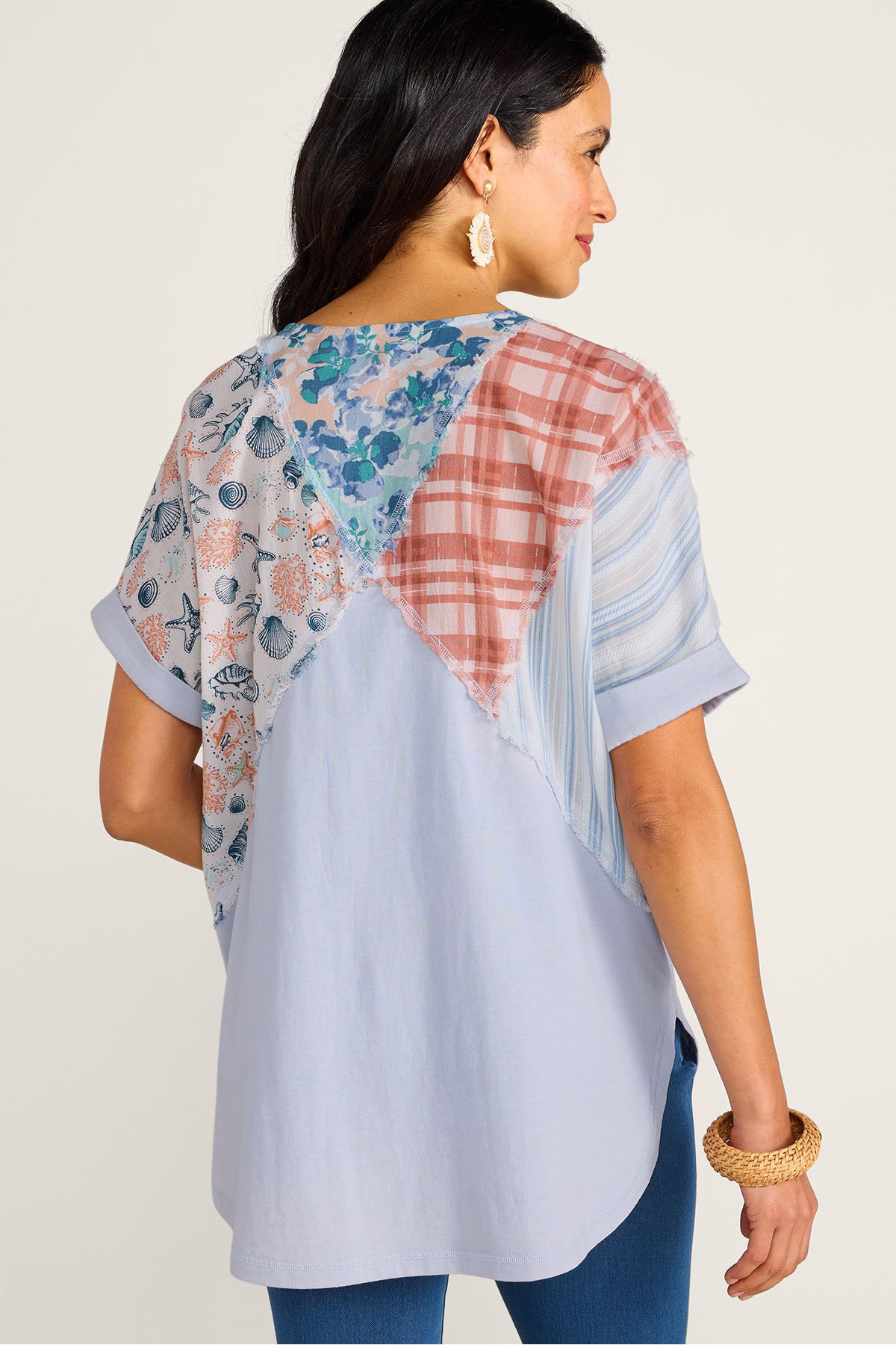 Mixed Media Print V Neck SS Tunic - thumbnail 4