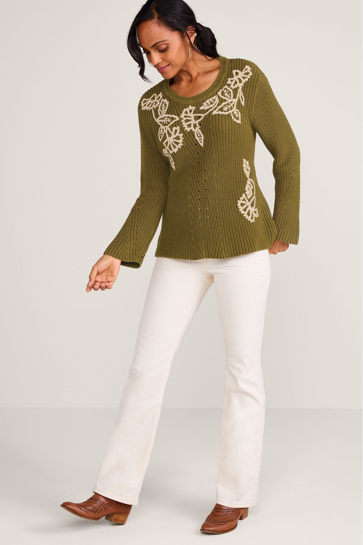 Embroidered Shaker Pullover Swtr - thumbnail 3