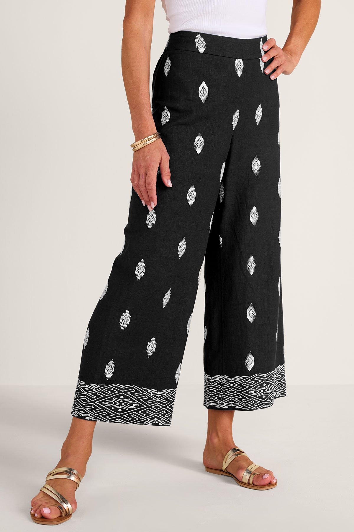 Lohara Linen Blend Crop Pants - thumbnail 3