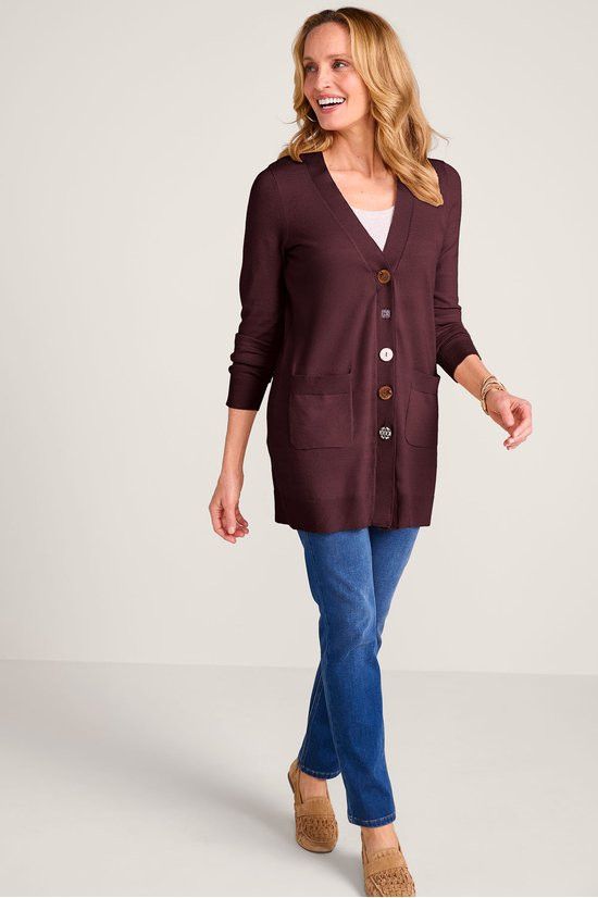 Boutique Button Fine Gauge Cardigan - thumbnail 3