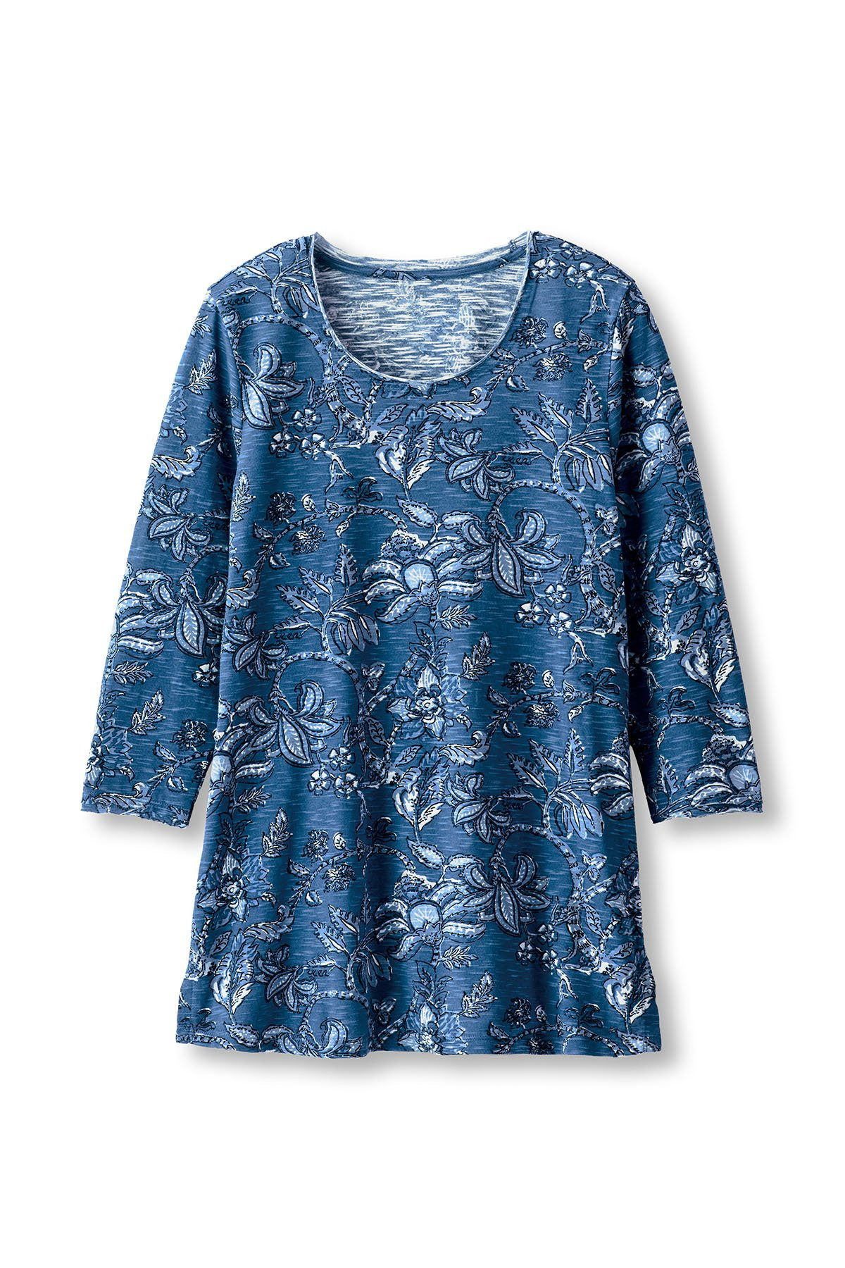 Slub Knit Floral Sketch ¾ Slv Tunic - thumbnail 2