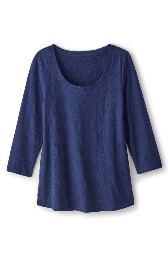 Linnea Embroidered 3/4 Sleeve Tee - thumbnail 2