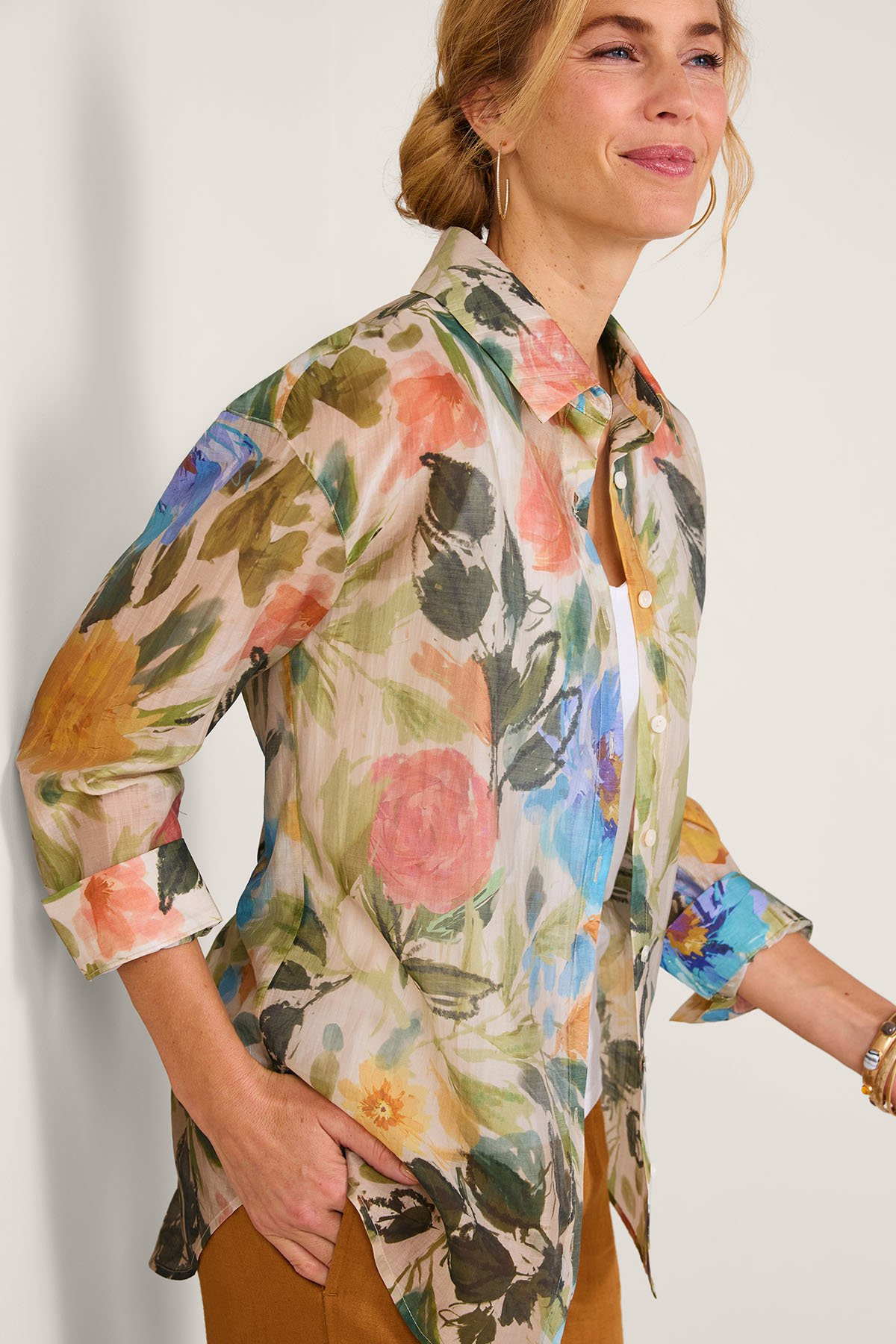 Watercolor LS Button Front Tunic - thumbnail 5