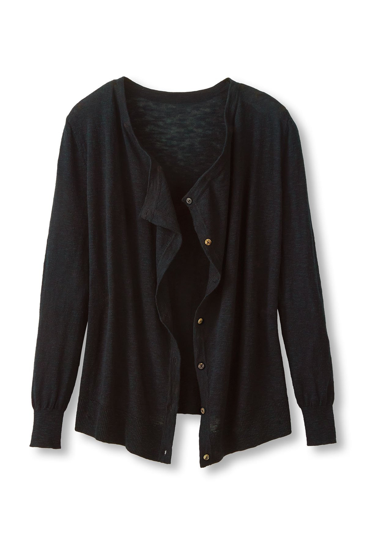 Slub Button Front Drape Cardi - thumbnail 2