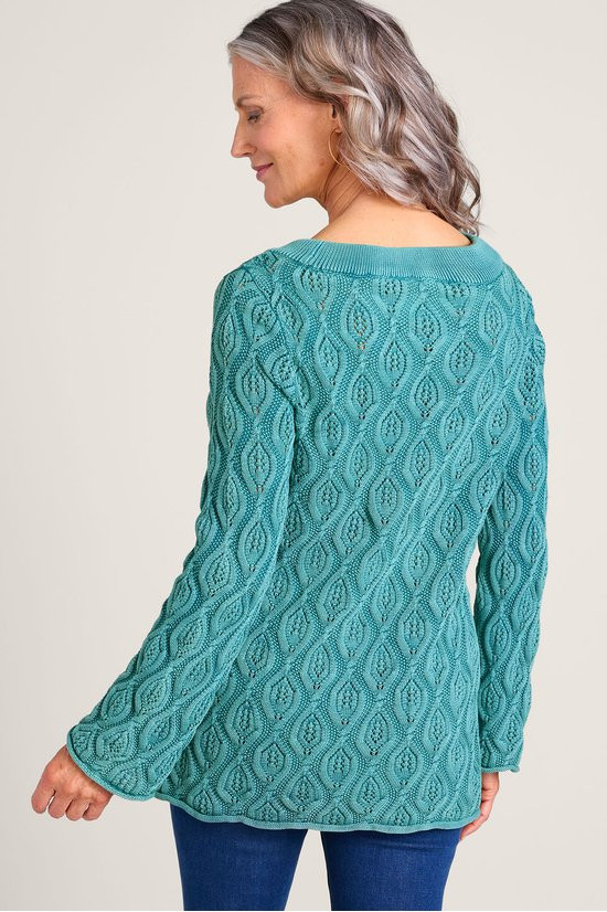 Perfectly Pointelle Cable Tunic Sweater - thumbnail 4