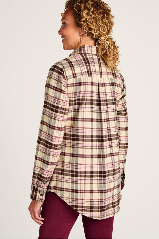 Corduroy Trim Long Sleeve Flannel Tunic - thumbnail 4