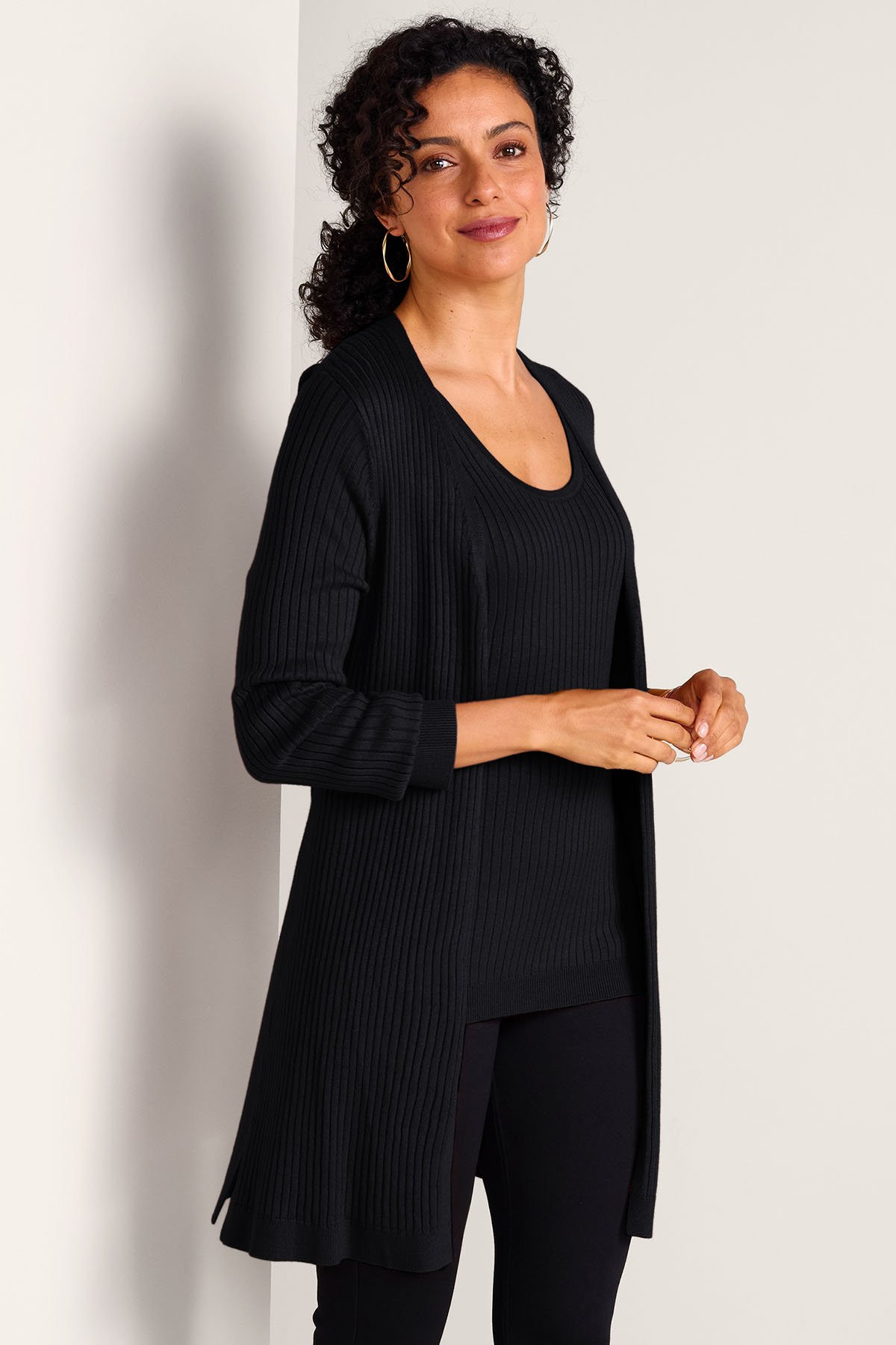 Ribbed Long Cardi - thumbnail 2