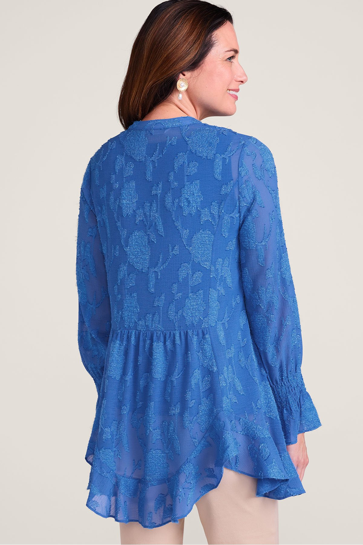 Jacquard Sheer Ruffle Tunic And Tank - thumbnail 4