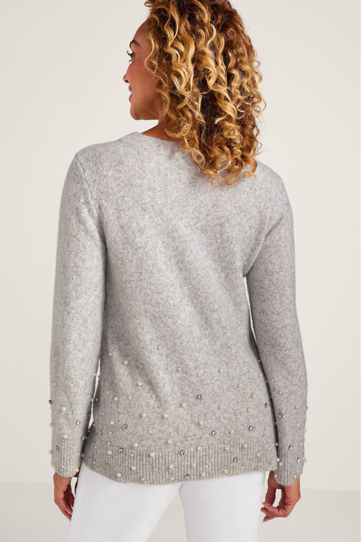 Pearl And Rhinestone Bracelet Slv Sweater - thumbnail 3