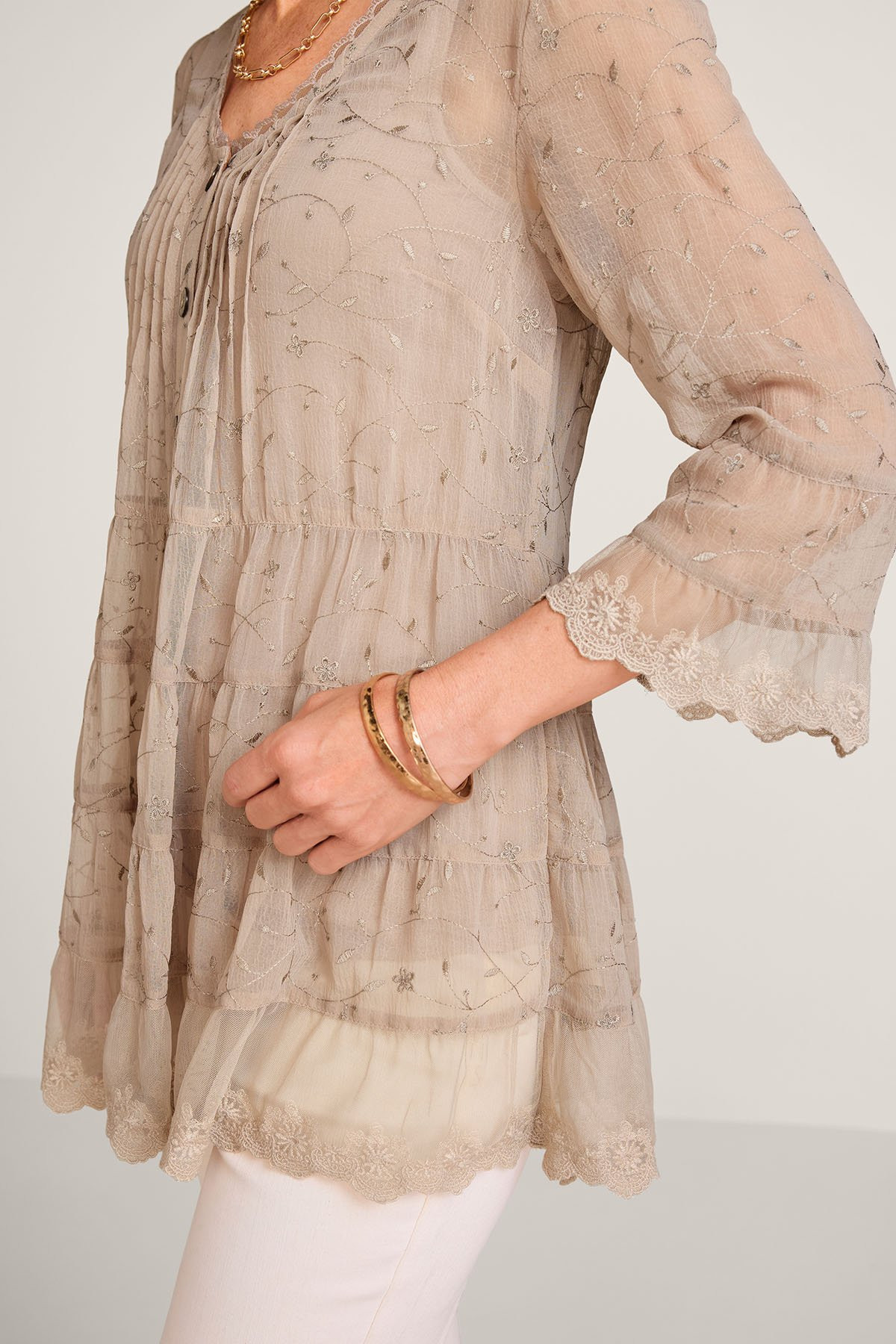 Novelty Sheer Btn Front Tunic And Tank - thumbnail 5