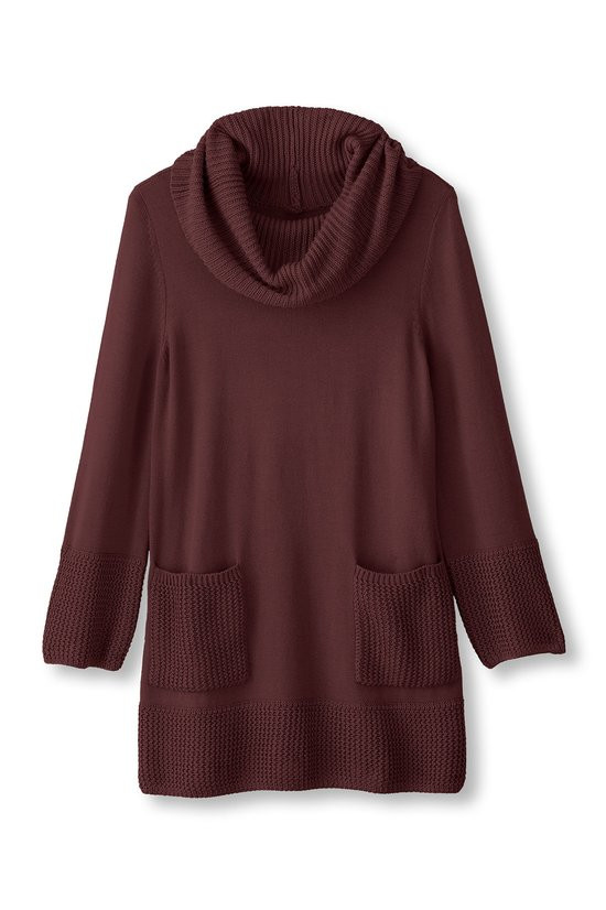Cowl Comfort 3/4 Sleeve Tunic Sweater - thumbnail 2