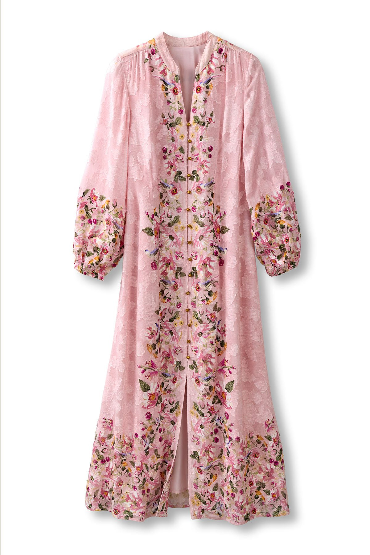 Floral Burnout Jacquard LS Maxi Dress - thumbnail 2