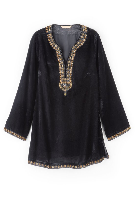 Estrella Embellished Velvet Tunic - thumbnail 2