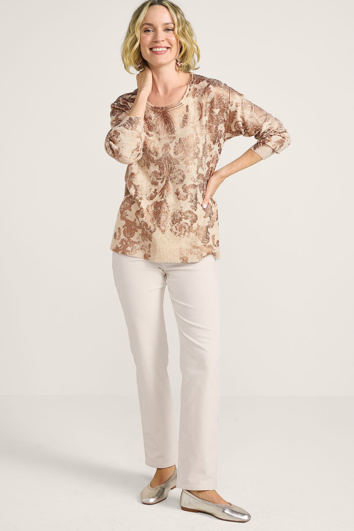 Foil Print Pullover Sweater - thumbnail 3