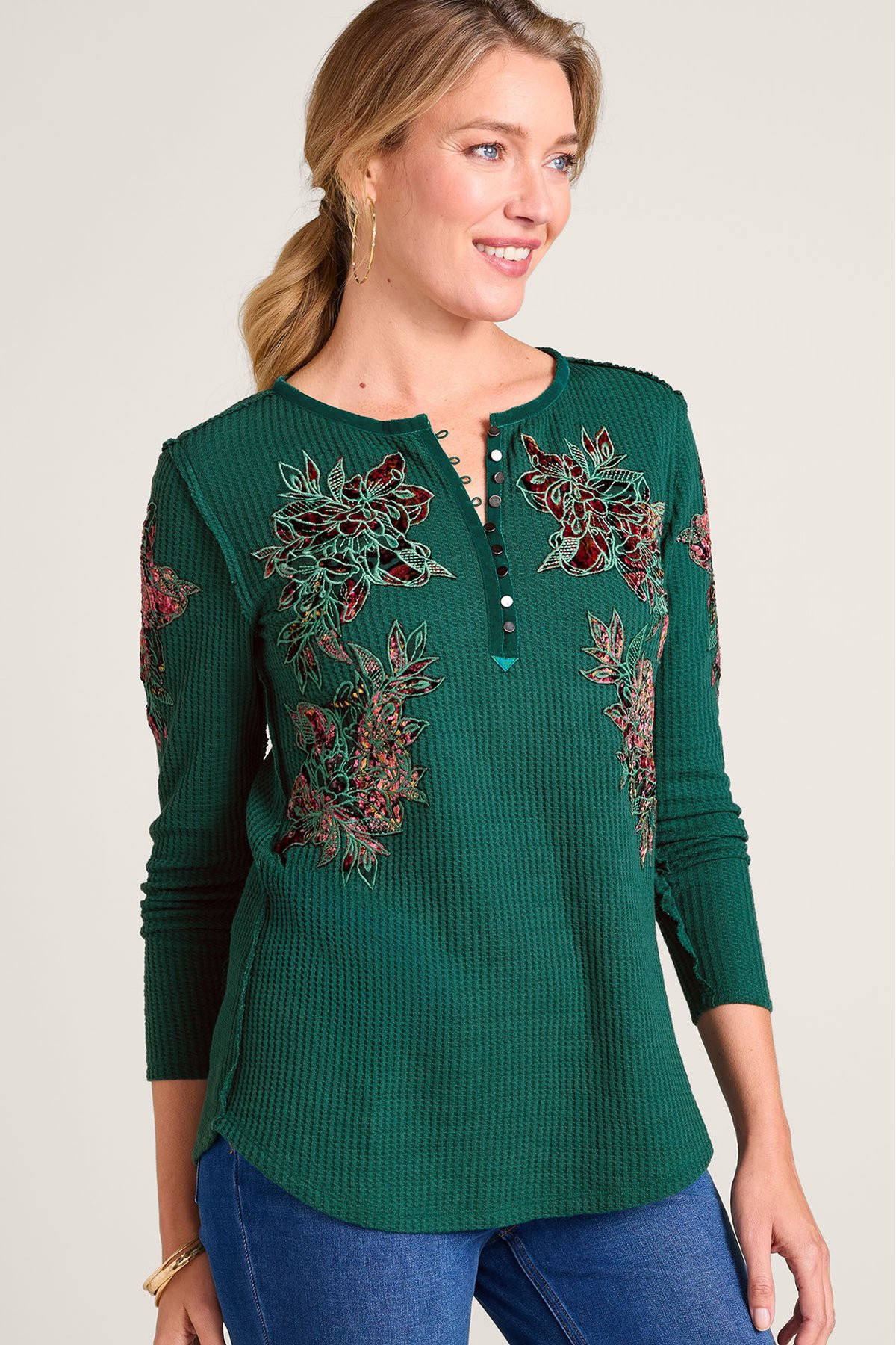 Velvet Vine Waffle Knit Henley