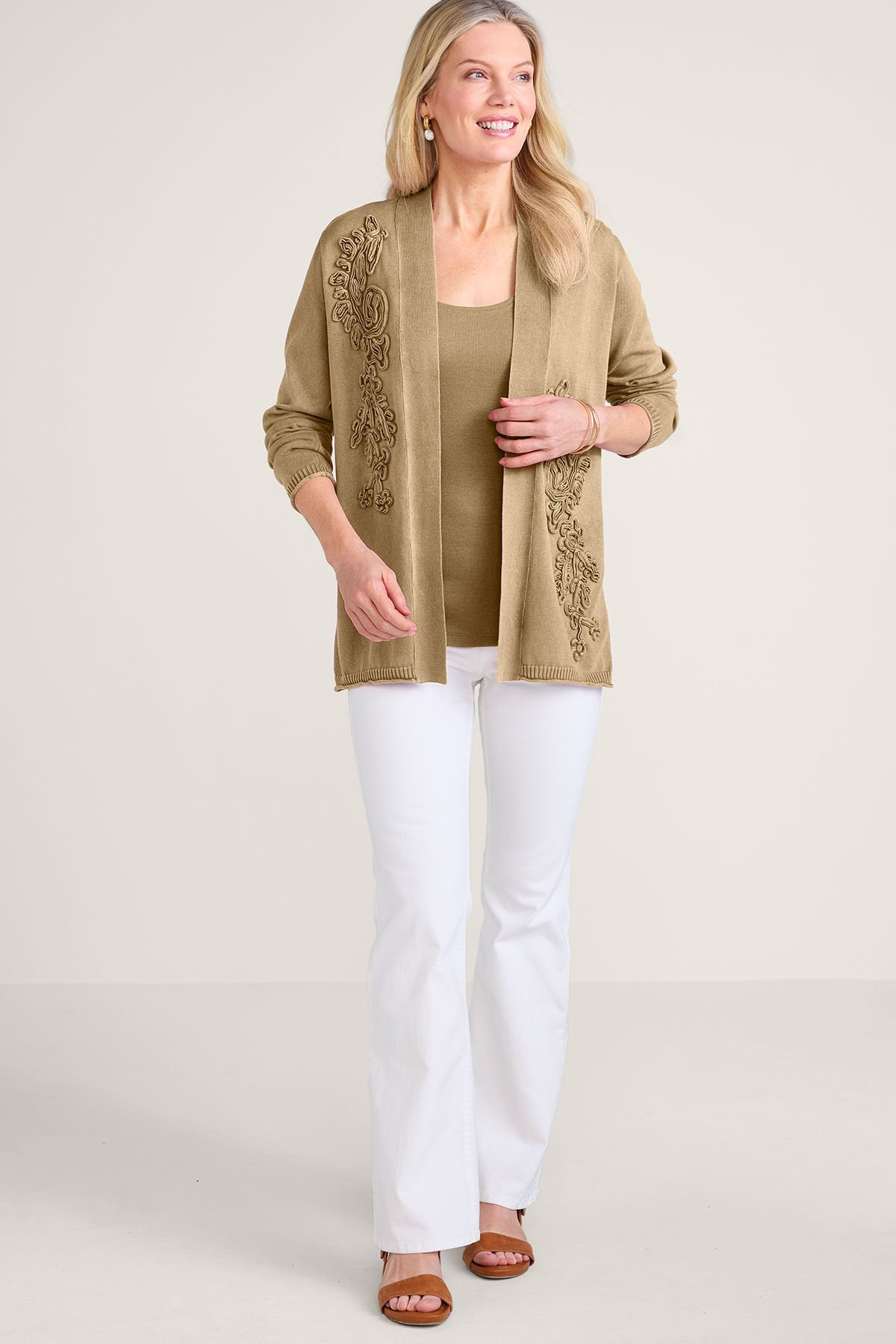 Soutache Detail Open Front Cardi - thumbnail 3