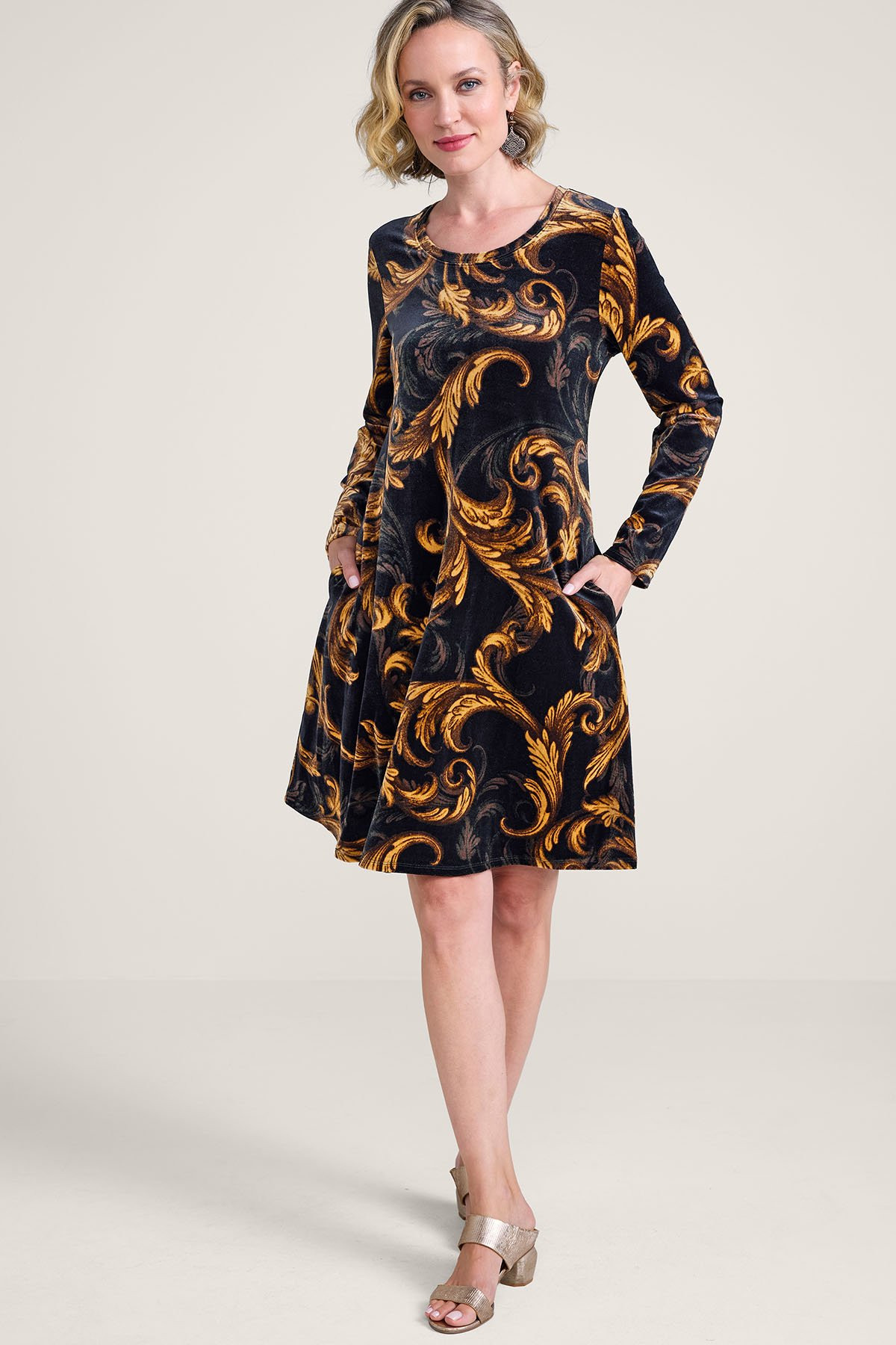 Santiago Velvet Scroll Short Dress