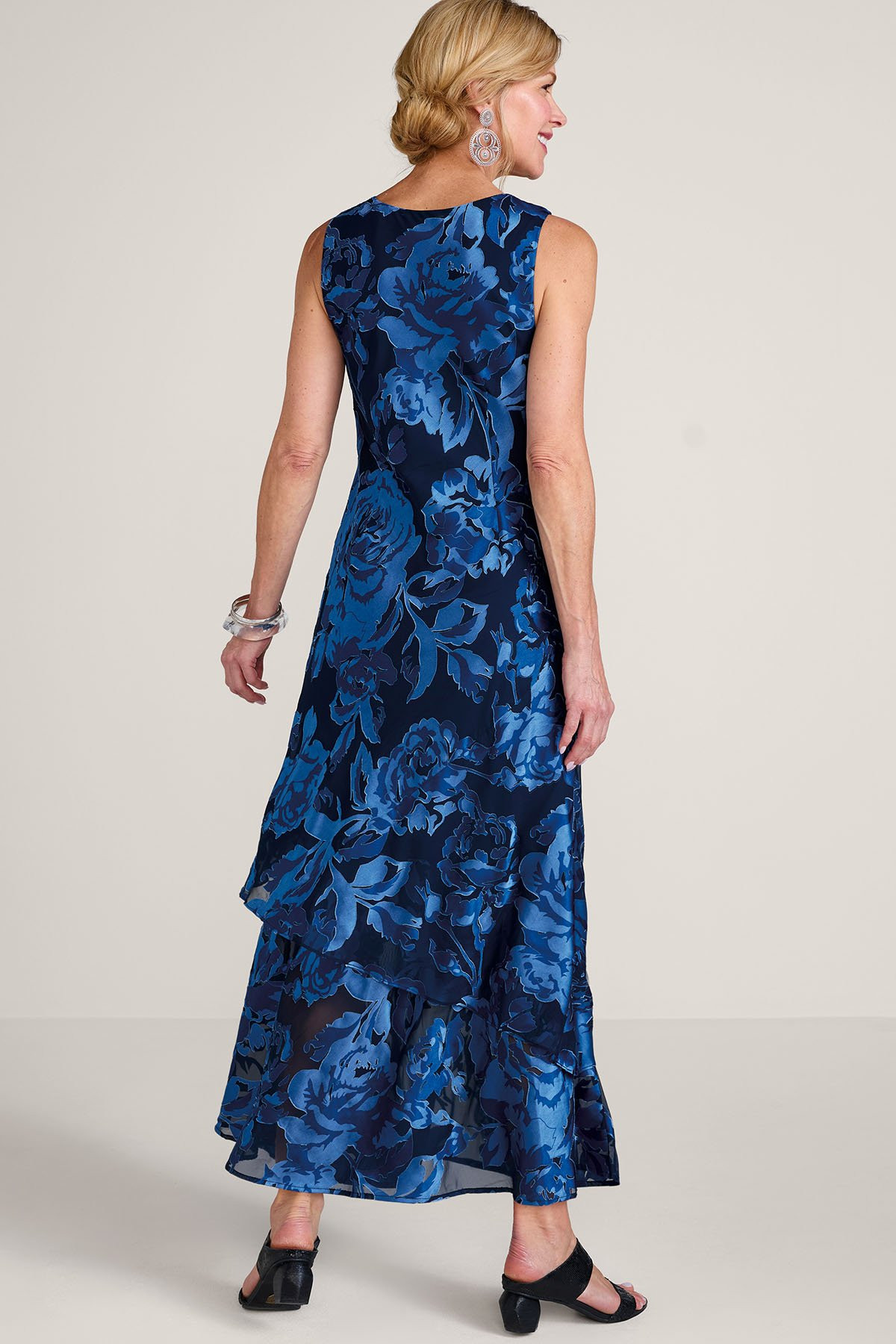 Satin Burnout Maxi Dress And Topper - thumbnail 5