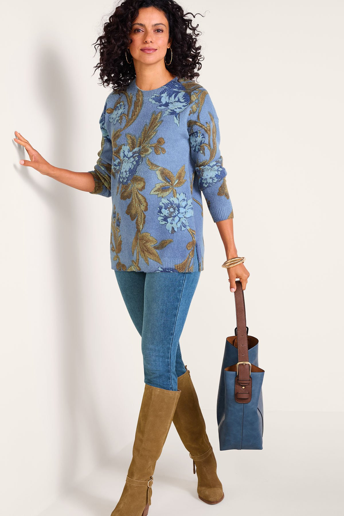 Floral Bloom Fine Gauge LS Sweater - thumbnail 4