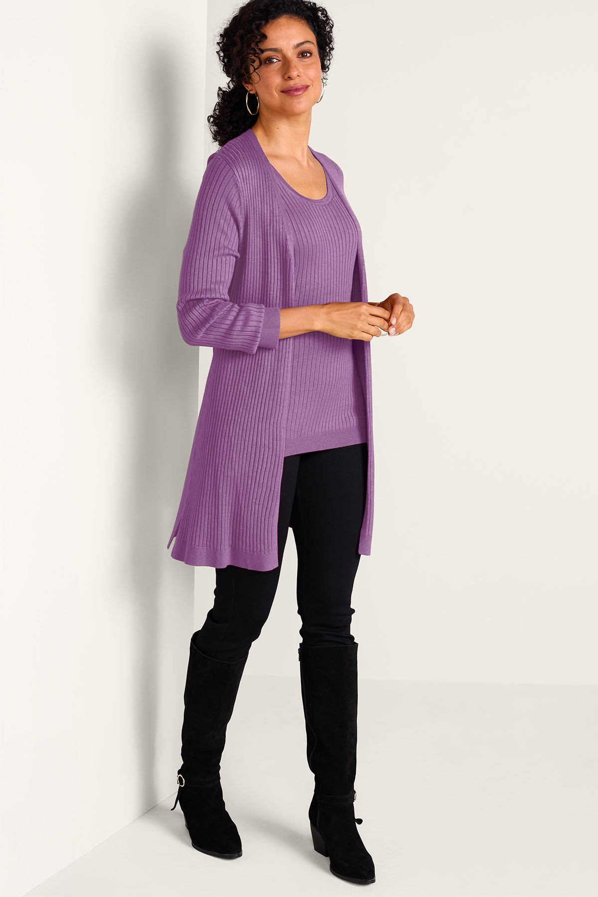 Scoop Neck Ribbed Sweater Tank - thumbnail 3