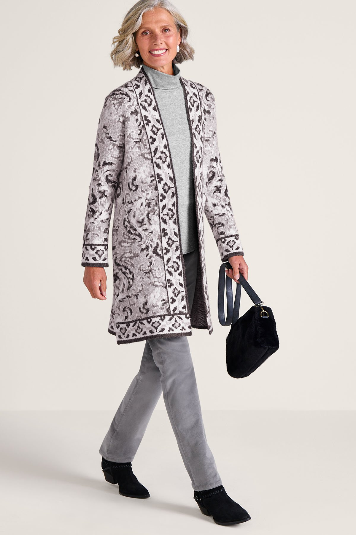 Cirrus Damask Jacquard Long Cardigan - thumbnail 2