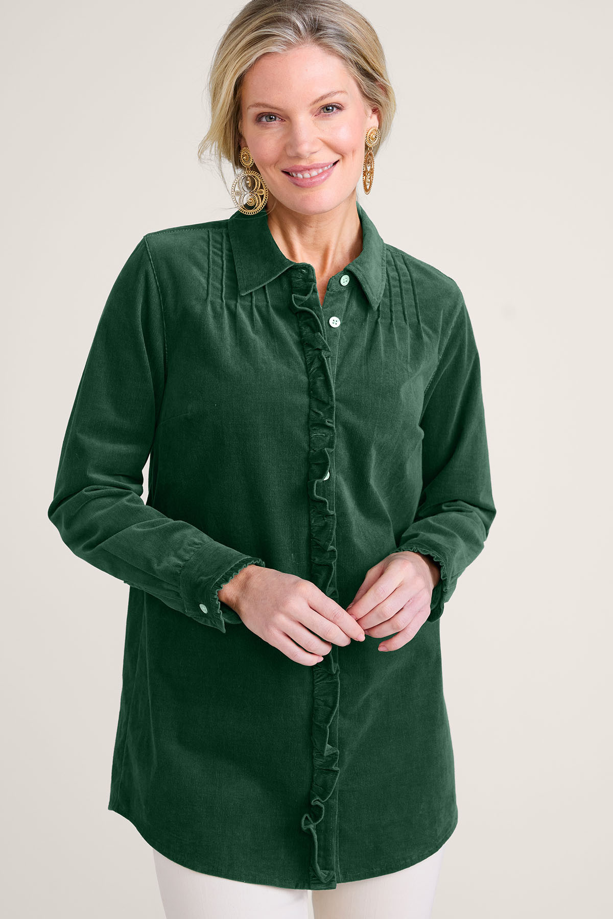Stretch Corduroy Long Sleeve Big Shirt - thumbnail 2