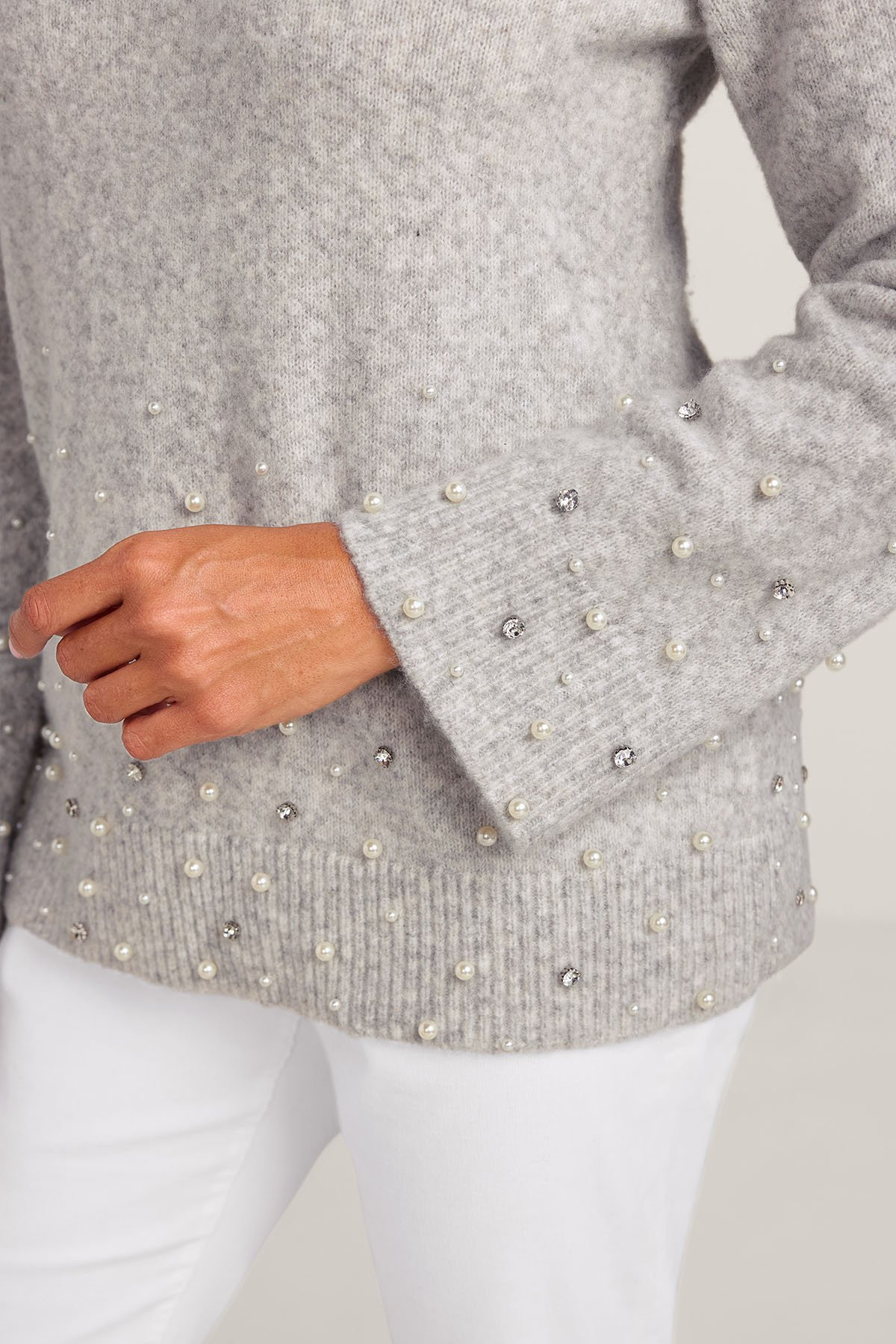 Pearl And Rhinestone Bracelet Slv Sweater - thumbnail 4