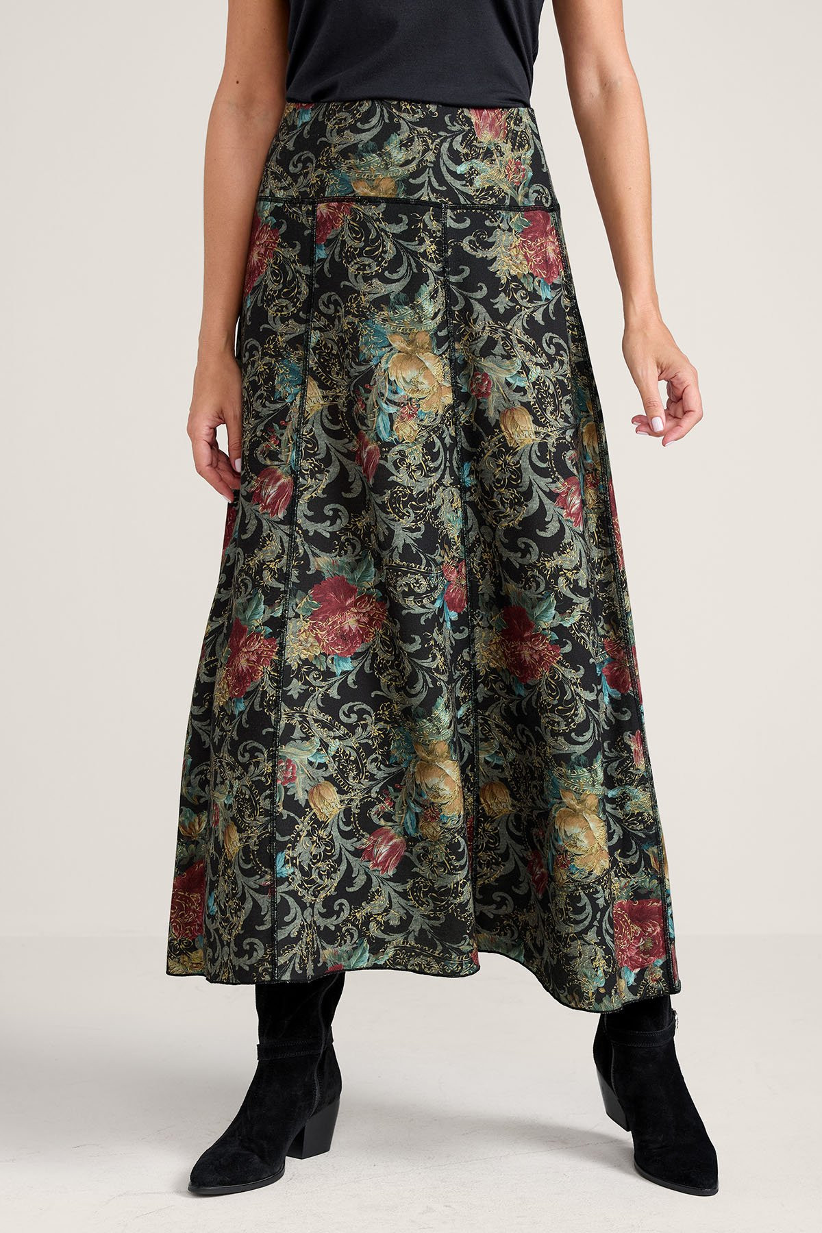 Baroque Hacci Knit Pull On Maxi Skirt