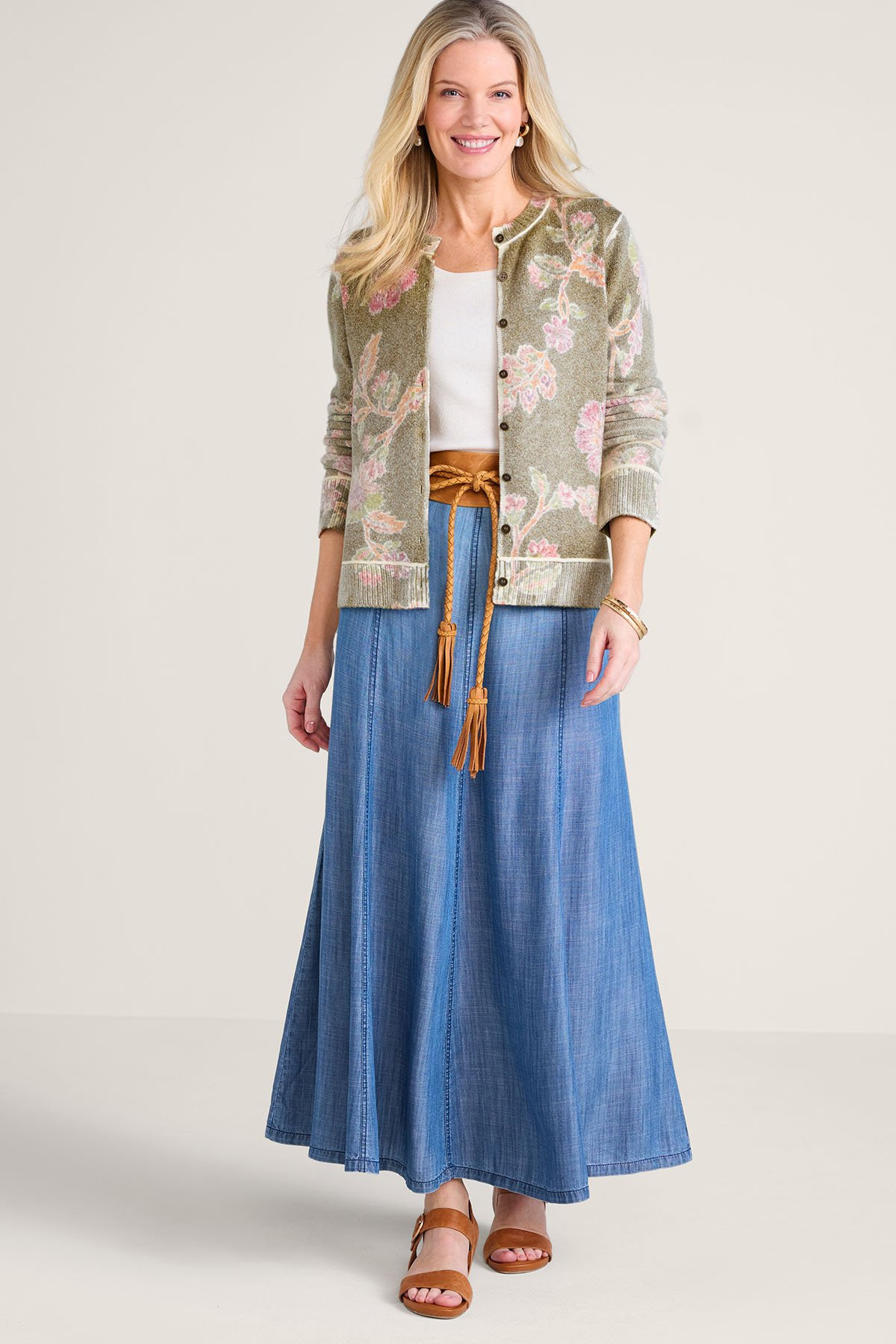Floral Print Btn Front Cardigan - thumbnail 3