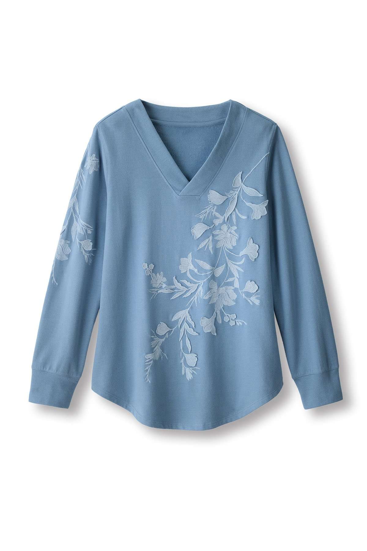 Embroidered French Terry V Neck LS Tunic - thumbnail 2