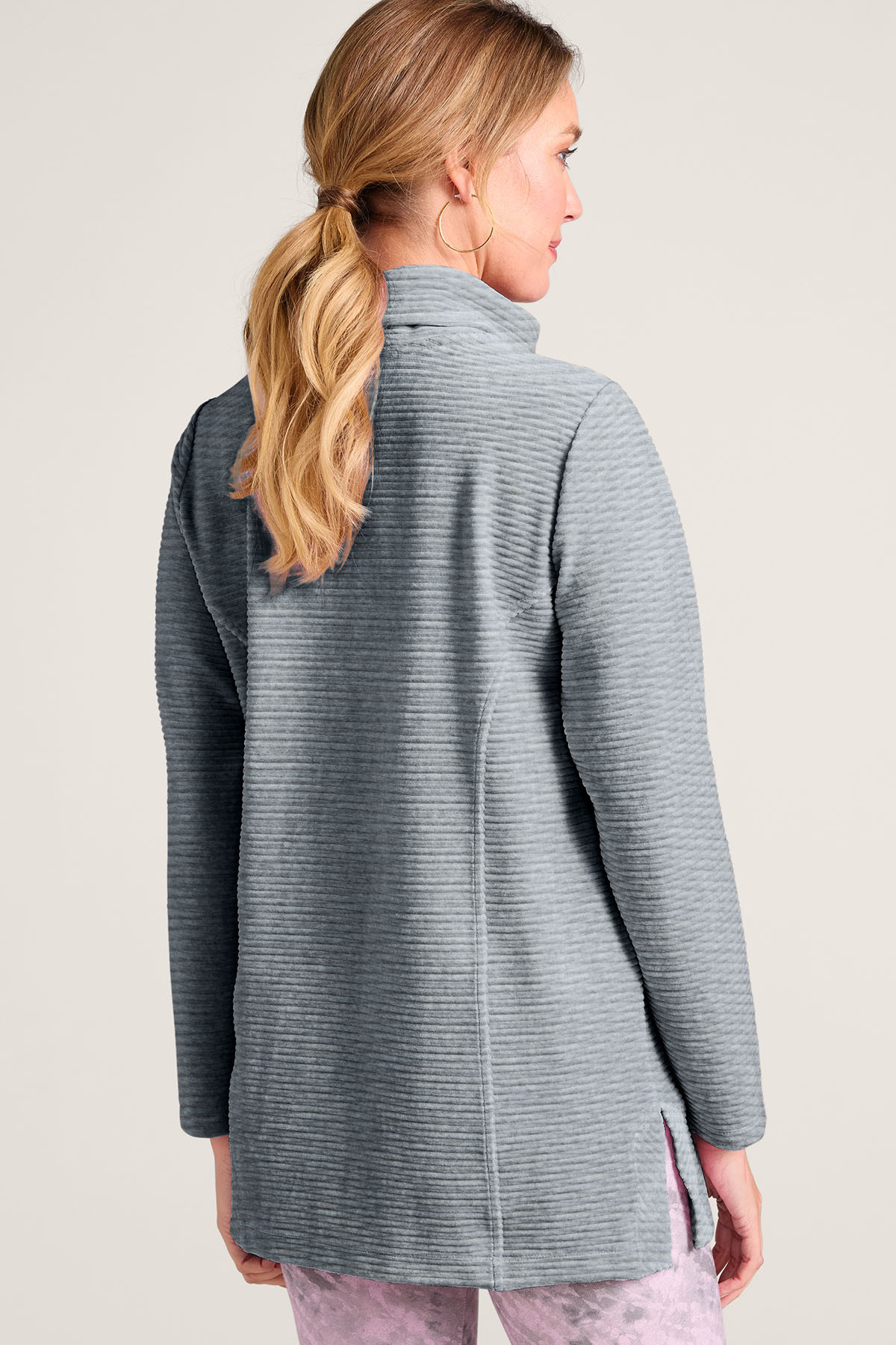 Soft Spoken Ribbed Velour Cowl Tunic - thumbnail 4