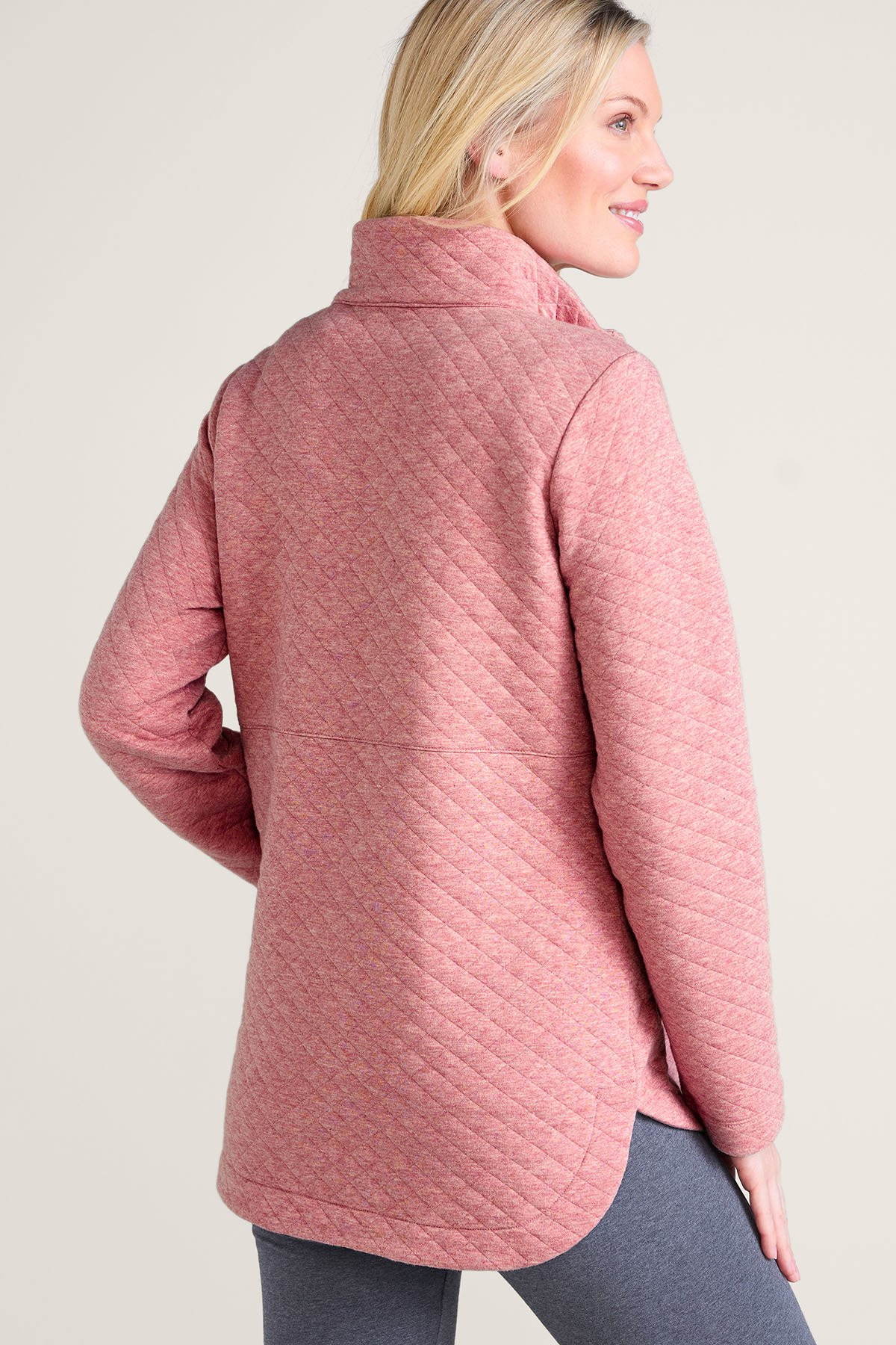 Quilted Jacquard Knit LS Popover Top - thumbnail 4