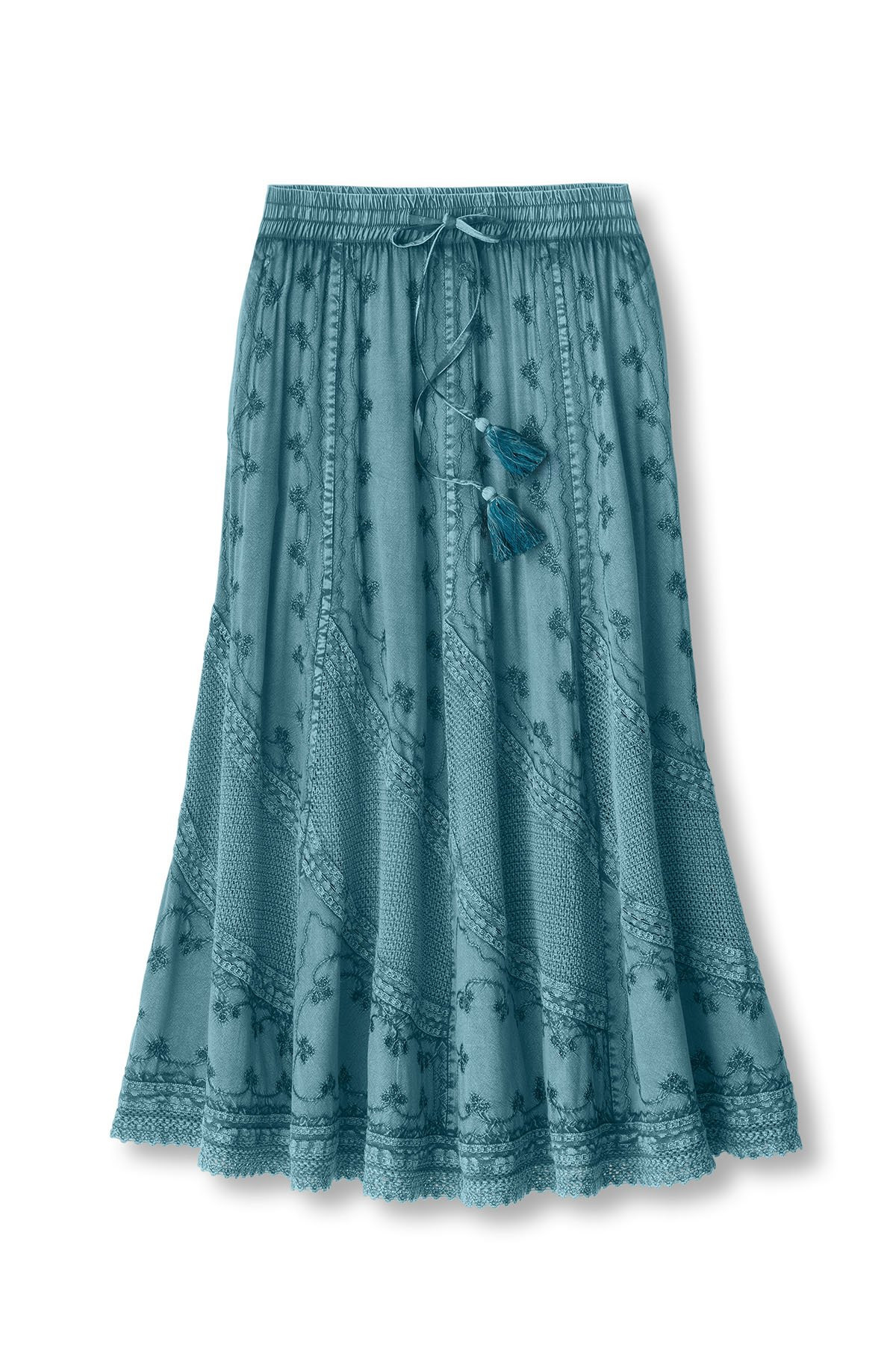 Embroidered Paneled Pull On Maxi Skirt - thumbnail 2